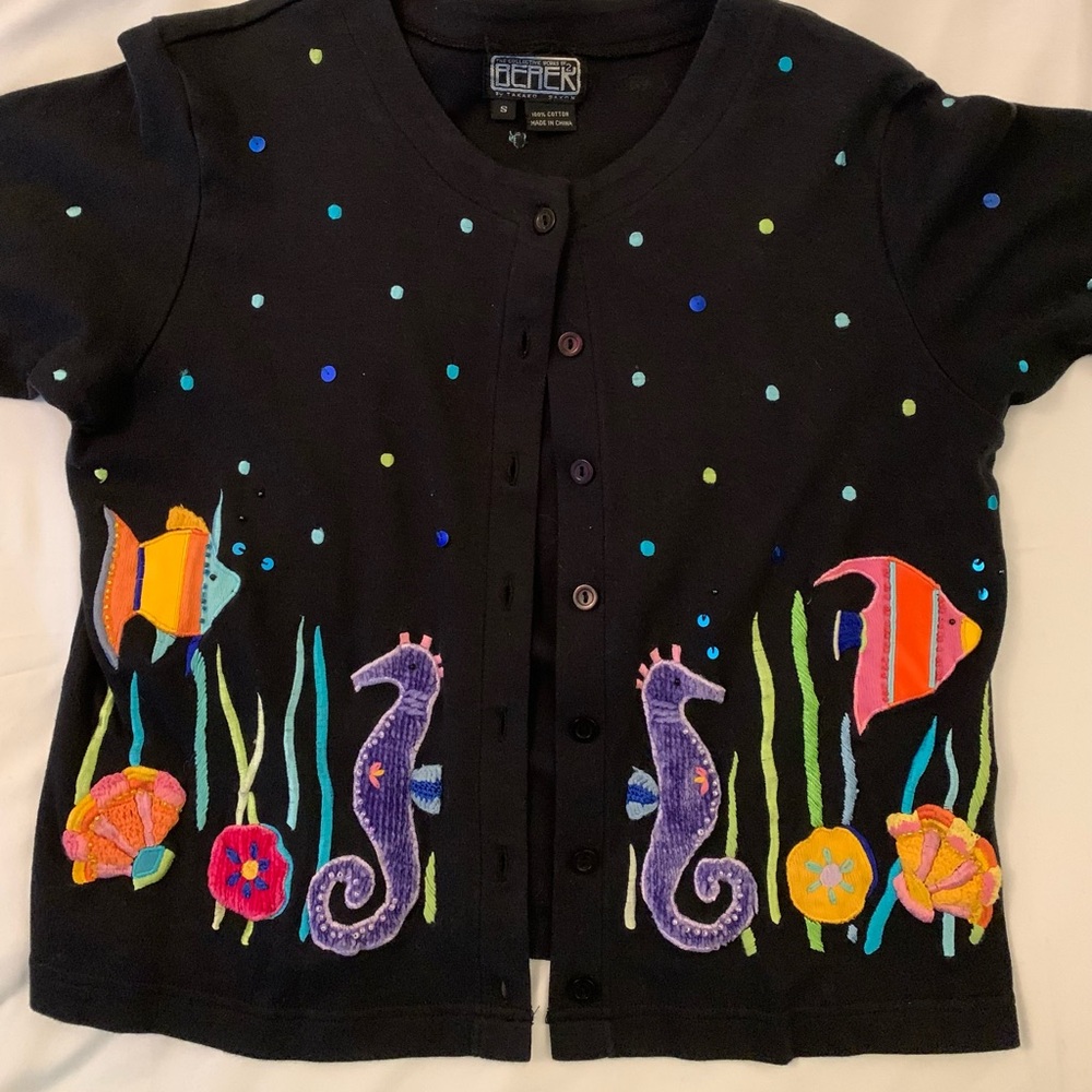 Berek ocean sea life lightweight cardigan sweater….